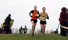 Dan Garbutt (Durham City)  and Jack Martin (Stockport) during the senior mens North Eastern Cross Country, Champs., Temple Park, South Shields. Photo: David T. Hewitson/Sports for All Pics